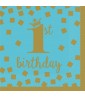 1st Birthday 'Blue and Gold' Small Napkins (16ct)