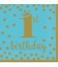 1st Birthday 'Blue and Gold' Lunch Napkins (16ct)