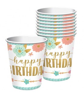 1st Birthday 'Boho Girl' 9oz Paper Cups (8ct)