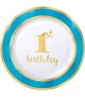 1st Birthday 'Blue and Gold' Extra Large Plastic Plates (10ct)