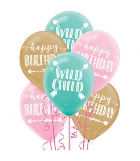 1st Birthday 'Boho Girl' Latex Balloons (15ct)