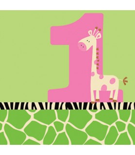 1st Birthday 'Wild at One' Giraffe Print Small Napkins (16ct)