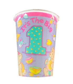 1st Birthday 'It's the Big 1' Teddy Bear Girl 9oz Paper Cups (8ct)