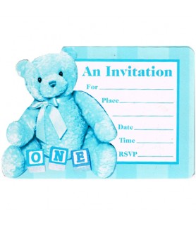 My First Teddy Blue Invitations w/ Envelopes (8ct)