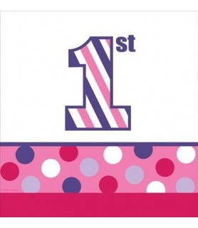 1st Birthday 'Sweet Stripes Girl' Plastic Table Cover (1ct)