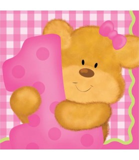 Bear's 1st Birthday Girl Small Napkins (16ct)