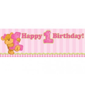 Bear's 1st Birthday Girl Banner (1ct)