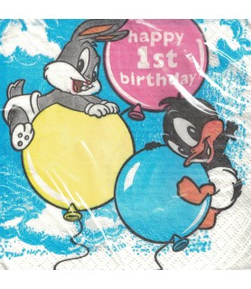 Baby Looney Tunes Vintage 1996 1st Birthday 'Balloons' Small Napkins (16ct)