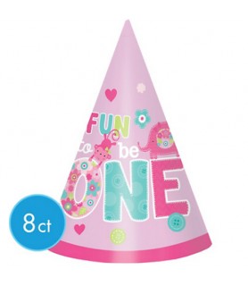 1st Birthday 'One Wild Girl' Cone Hats (8ct)