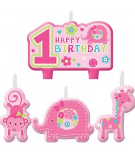 1st Birthday 'One Wild Girl' Mini Candle Set (4pc)