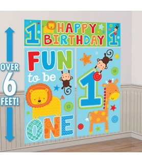 1st Birthday 'One Wild Boy' Wall Poster Decorating Kit (5pc)