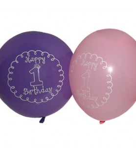 1st Birthday 'Little Princess' Girl Latex Balloons (6ct)