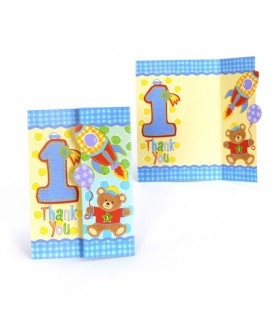 1st Birthday Hugs & Stitches Teddy Bear Thank You Notes (8ct)
