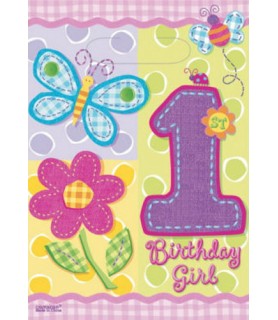 1st Birthday Girl Hugs & Stitches Favor Bags (8ct)