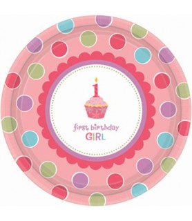 1st Birthday 'Sweet Lil' Cupcake Girl' Large Paper Plates (18ct)