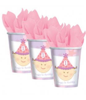Happy 1st Birthday Girl 9oz Paper Cups (8ct)