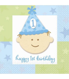 Happy 1st Birthday Boy Small Napkins (16ct)