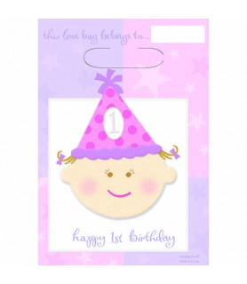 Happy 1st Birthday Girl Favor Bags (8ct)