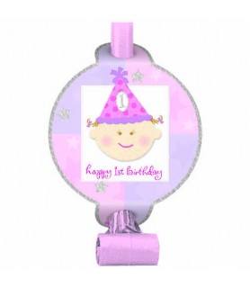 Happy 1st Birthday Girl Blowouts / Favors (8ct)