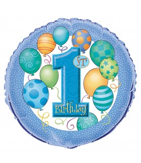 1st Birthday 'Balloons' Foil Mylar Balloon (1ct)