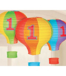 1st Birthday Hot Air Balloon Paper Lanterns (3ct)