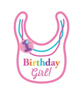 1st Birthday Girl Rainbow Necklace Bib (1ct)