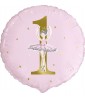 1st Birthday 'Pink and Gold Ballerina' Double-Sided Foil Mylar Balloon (1ct)