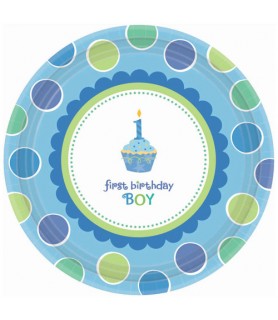 1st Birthday 'Sweet Lil' Cupcake Boy' Small Paper Plates (18ct)