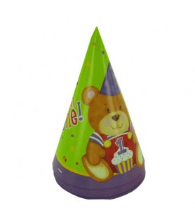 Teddy's 1st Birthday Cone Hats (8ct)