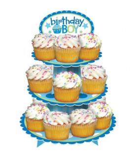1st Birthday 'Sweet Lil' Cupcake Boy' 3 Tier Cupcake Stand (1ct)