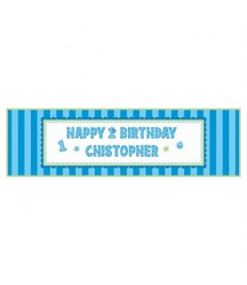1st Birthday 'Sweet Lil' Cupcake Boy' Giant Customizable Banner w/ Decorations (1ct)