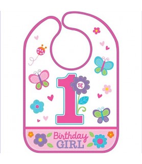 1st Birthday 'Sweet Girl' Plastic Bib (1ct)