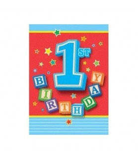 1st Birthday Blocks Boy Invitations w/ Envelopes (12ct)