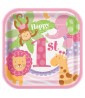 1st Birthday 'Pink Safari' Small Paper Plates (10ct)