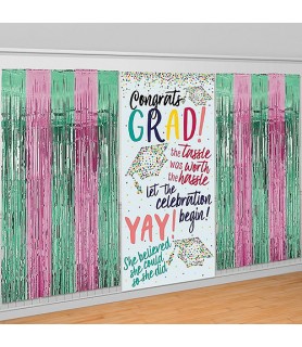 Graduation 'Yay Grad!' Fringe Photo Booth Scene Setter (3pc)