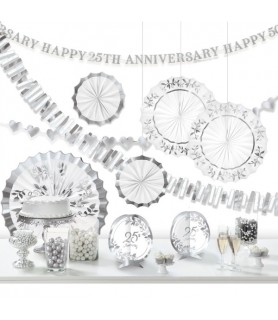 25th Anniversary Silver Foil Room Decorating Kit (10pcs)