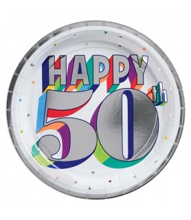 Over the Hill 'Here's to 50' Small Foil Paper Plates (8ct)