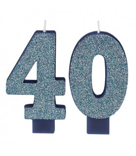 Over the Hill 'Here's to 40' Glitter Birthday Cake Candle (2pcs)