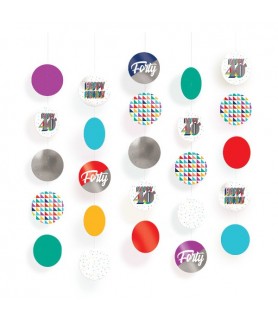 Over the Hill 'Here's to 40' Hanging Circle Decorations (5ct)