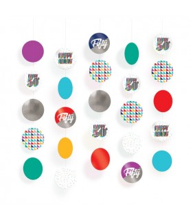 Over the Hill 'Here's to 50' Hanging Circle Decorations (5ct)