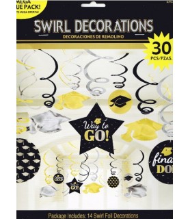 Graduation Hanging Swirl Foil Decorations Mega Pack (30pc)