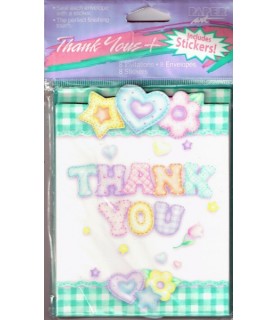 Baby Shower Quilt Thank You Cards w/ Stickers and Envelopes (8ct)