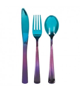 Sparkling Sapphire Plastic Cutlery Assortment (24ct)