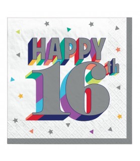 Birthday 'Here's to 16' Small Napkins (16ct)