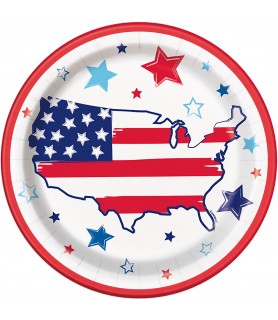 4th of July 'Bright Stars and Stripes' Large Paper Plates (8ct)