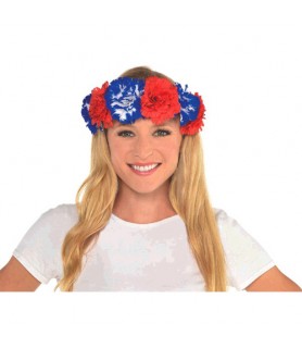 4th of July Red White and Blue Flower Head Wreath (1ct)
