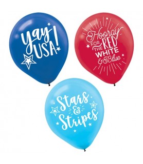 4th of July Patriotic Latex Balloons (15ct)