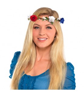 4th of July Red White and Blue Flower Crown (1ct)