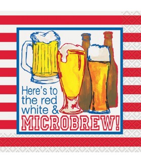 4th of July 'Red White and Microbrew' Small Napkins (16ct)