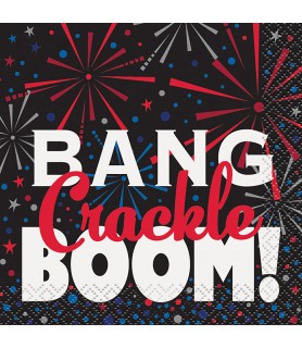 4th of July Bang Crackle Boom! Small Napkins (16ct)
